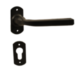 Maniglia FM044 Rosetta Stretta Bocchetta Foro Yale per Cilindro Europeo Forgiato Nero Italiano | Utensil Legno